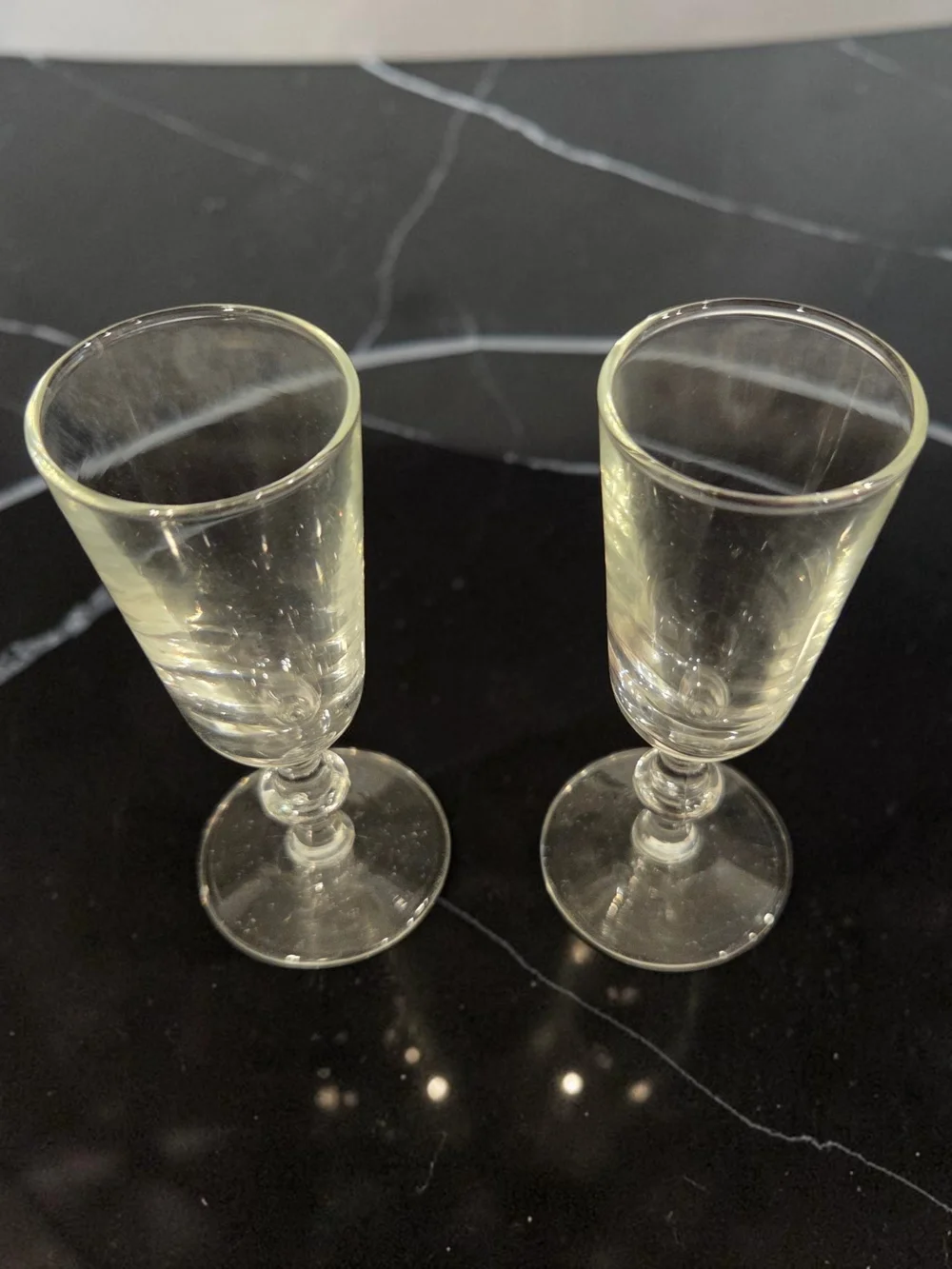 Vintage Clear Glass Cordial Stemware - Set of 2 - 2oz Each